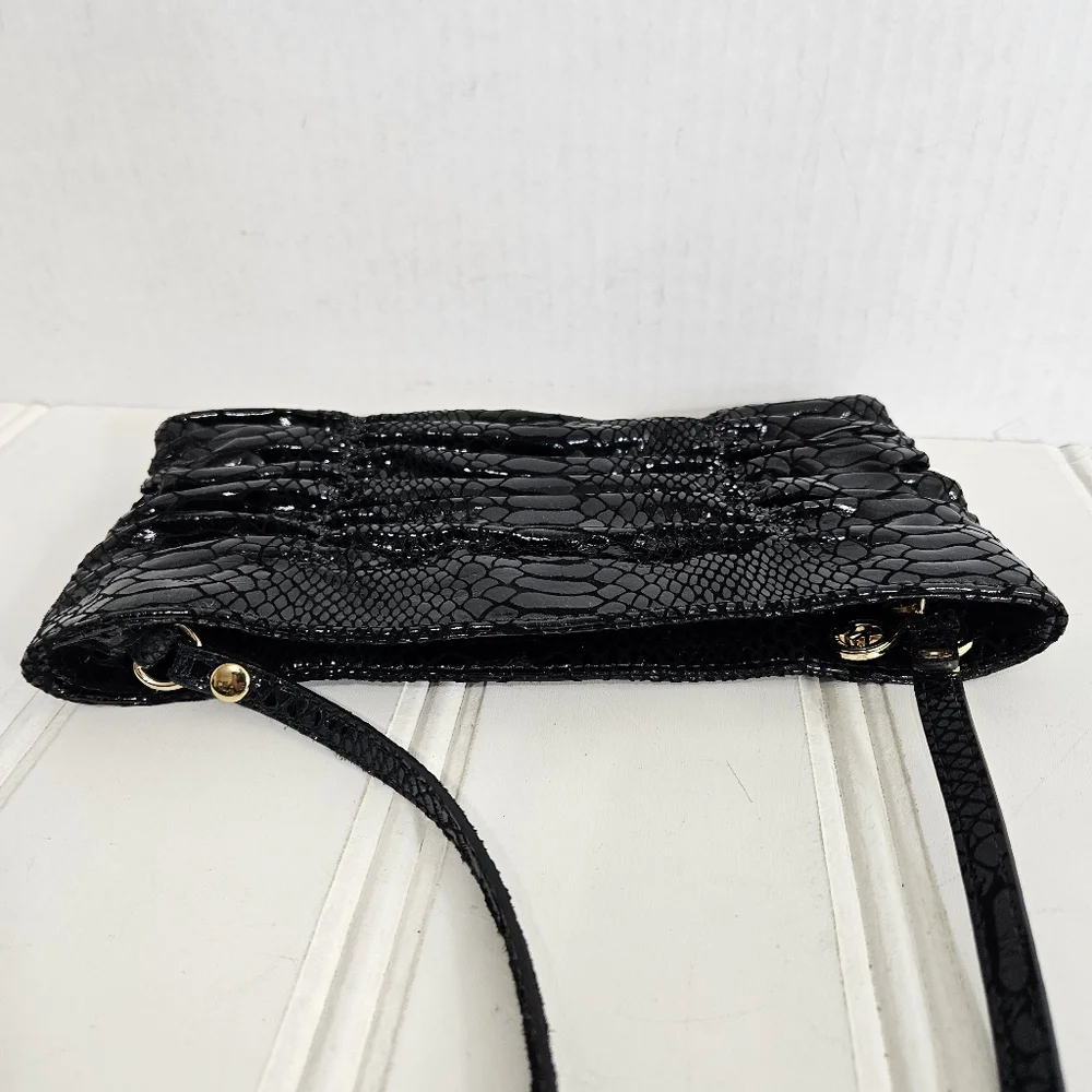Michael Kors Clutch OS Ruched Leather Convertible Crossbody Shoulder Purse Black